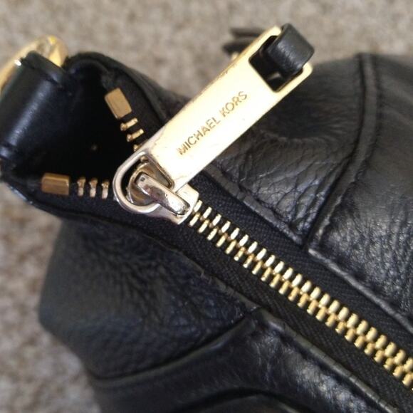 Michael Kors Black Leather Satchel Handbag Top Handles Only - Picture 9 of 12